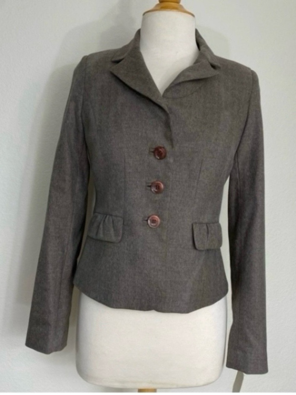 NWT New Vintage Semantiks Women's Gray Y2K Classic Blazer Jacket Size 2 Preppy